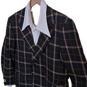 Mens Vtg 70s Woven Silk Plaid Petrocelli Blazer 38/40 Fit